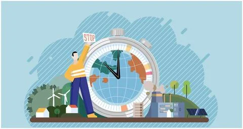 Climate change. Save the planet. Vector illustration Earth pollution highligh 스톡 일러스트