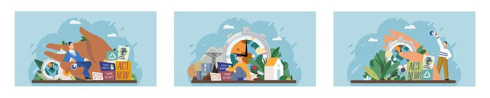 Climate change. Save the planet. We must take immediate action to change climate イラスト素材