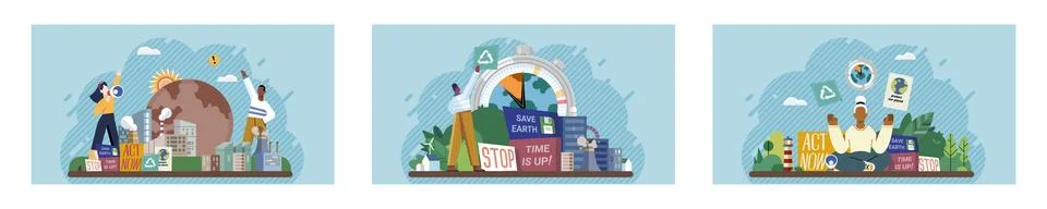 Climate change. Save the planet. On World Environment Day, lets pledge to make Stock Illustration