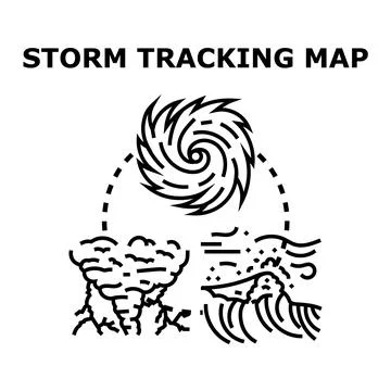 Climate change storm tracking map monitoring natural disaster Stock Illustration