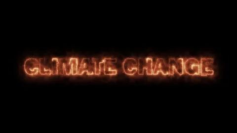 Climate change Text Animation fire effect on black background - The earth Stock Footage 255100900