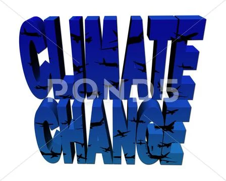 Climate change text with assorted planes illustration Stock Illustration