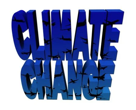 Climate change text with assorted planes illustration Illustrazione stock