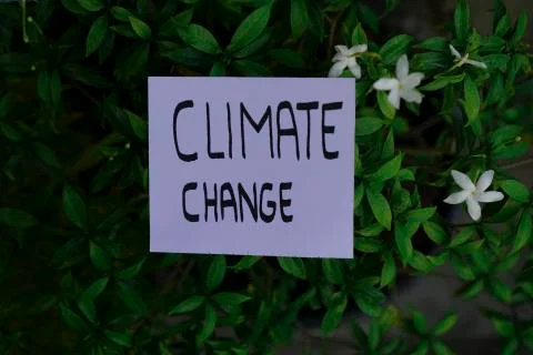Climate change text concept. Ready Text for environment earth day concept Stock Photos
