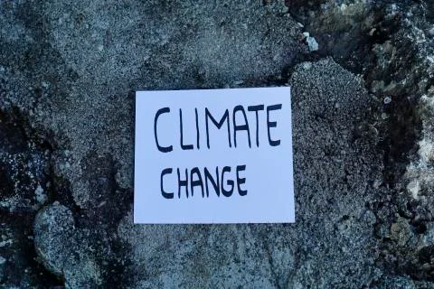 Climate change text concept. Ready Text for environment earth day concept Stock Photos