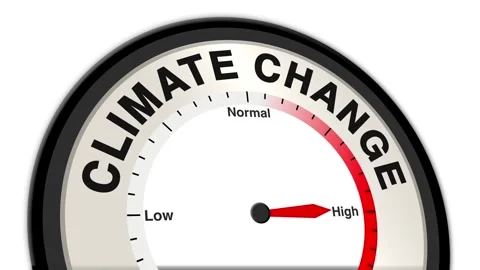 Climate change Text or Word Level Low Normal High - Barometer or Tachometer Stock Footage 307269254