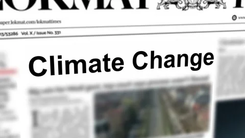 Climate change title written newspaper. 4K animation. Stock Footage 233232749