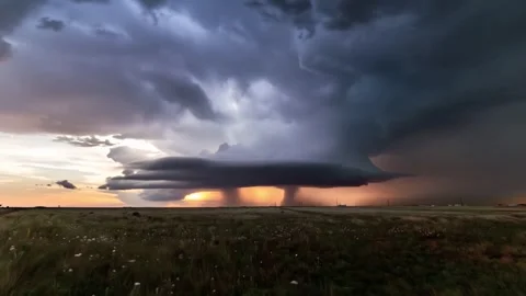 Climate Change Tornado and Tornadic Supercell, Time Lapse Stock Footage 344239248