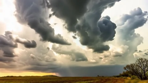 Climate Change Tornado and Tornadic Supercell, Time Lapse Stock Footage 344240163