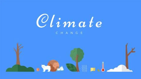 Climate change vector banner template. North Pole, melting glaciers, polar bear Stock Illustration