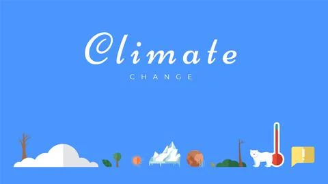 Climate change vector banner template. North Pole, melting glaciers, polar bear Illustrazione stock