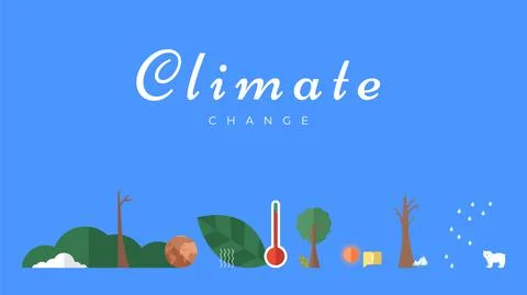 Climate change vector banner template. North Pole, melting glaciers, polar bear Illustrazione stock