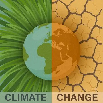 Climate Change, Vector Illustration. Climate Crisis, Climate Concept Design Stock Illustration