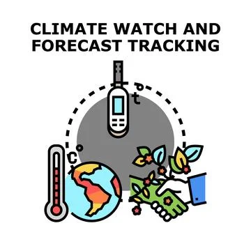 Climate change watch global temperature forecasting Stock Illustration