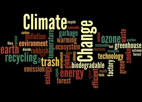Climate Change, word cloud concept Illustrazione stock