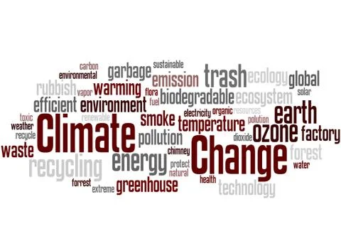 Climate Change, word cloud concept Illustrazione stock