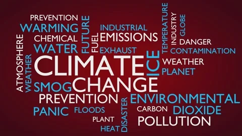 Climate change word tag cloud. UHD 4K, 3D rendering, red variant 動画素材 154861880