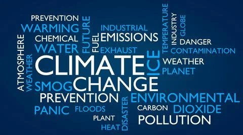 Climate change word tag cloud. Blue variant Stock Illustration