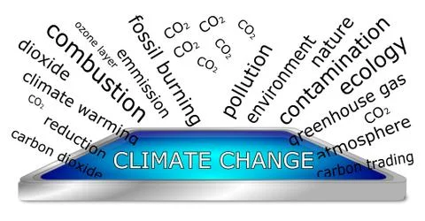 Climate Change Wordcloud - 3D illustration Stock Illustration