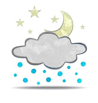 Climate. cloud, hail and moon イラスト素材