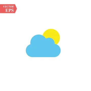 Climate cloud with sun on white background. Stock Illustration