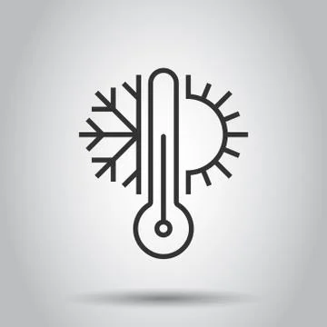 Climate control icon in flat style. Snowflake with sun vector illustration on Ilustração Stock