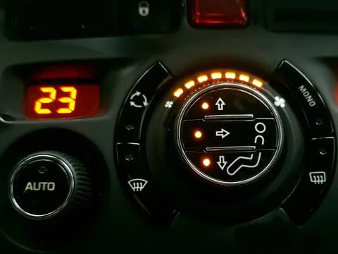 Climate control panel in the car Close-up view Stock Photos