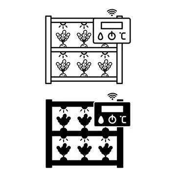 Climate Control Panel Icons. Line and Glyph Vector Illustrations. Electroni.. Stock Illustration