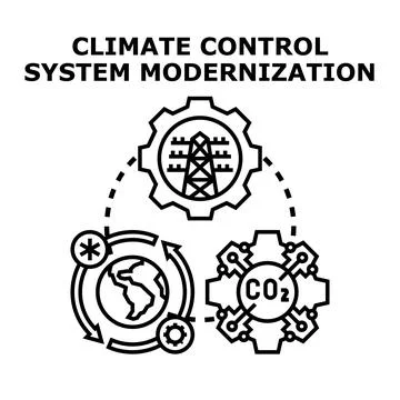 Climate control system modernization concept illustrating energy efficiency Stock Illustration
