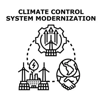 Climate control system modernization for sustainable energy future Stock Illustration