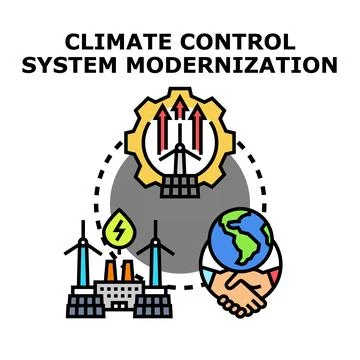 Climate control system modernization for sustainable energy future Stock Illustration
