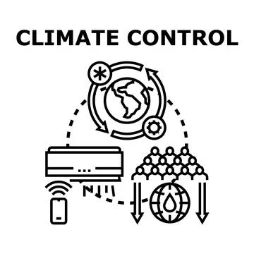 Climate control technology impacts the global environment and human well bein Stock Illustration
