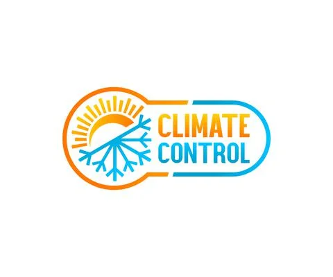 Climate control, thermometer, sun and snowflake, logo design Stock Illustration