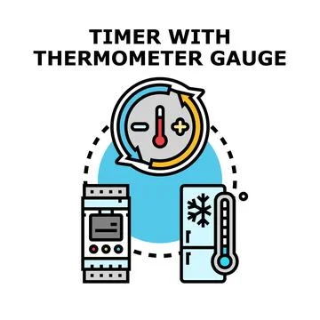 Climate control timer and temperature gauge measuring concept Stock Illustration