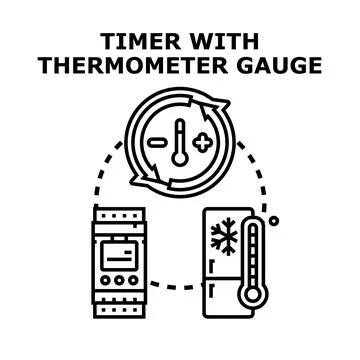 Climate control timer and temperature gauge measuring concept Stock Illustration
