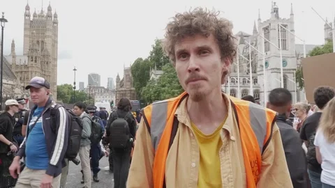 Climate crisis can't be solved by our politicians says Just Stop Oil at protest Stock Footage 344407340