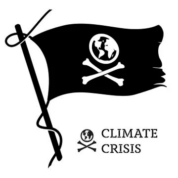 Climate crisis flag. Global warming sign as a pirate symbol. Stock Illustration