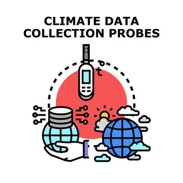 Climate data collecting, measuring and analyzing science concept Stock Illustration