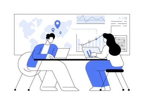 Climate data share and use abstract concept vector illustration. Stock Illustration