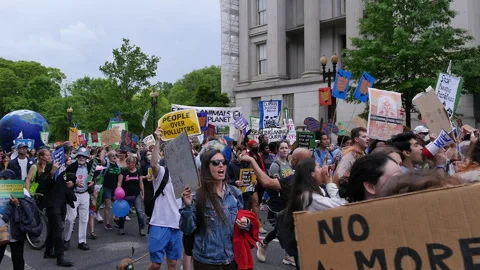Climate Demonstrators March to Oval Office Stock Footage 242039409