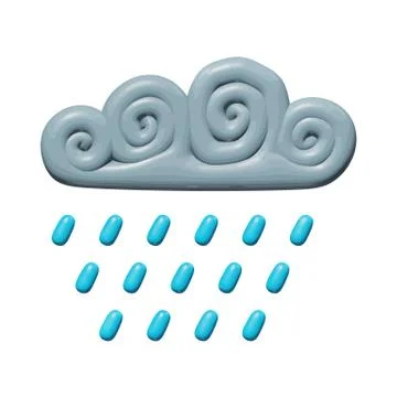 Climate design of shiny plastic rain drops model Stock Illustration
