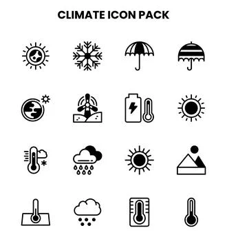 Climate DuoTone Vector Icons Pack Stock Illustration
