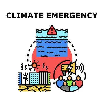 Climate emergency warning global environmental issues Stock Illustration
