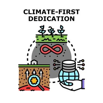 Climate first dedication to sustainable environmental future Ilustración de archivo