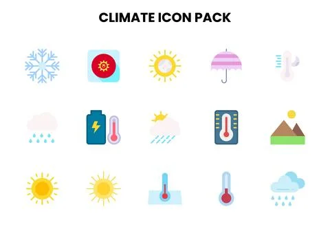 Climate Flat Bundle Icons Pack Stock Illustration