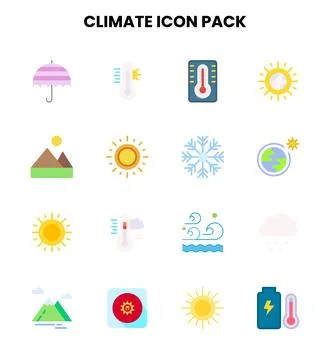 Climate Flat Bundle Icons Pack Illustrazione stock