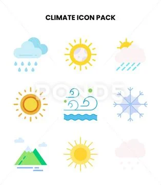 Climate Flat Bundle Icons Pack Stock Illustration