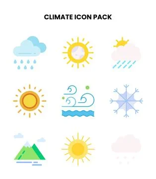 Climate Flat Bundle Icons Pack 스톡 일러스트