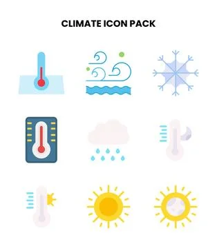 Climate Flat Bundle Icons Pack Illustrazione stock