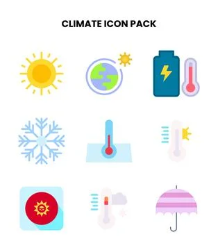 Climate Flat Vector Icons Pack Stock Illustration
